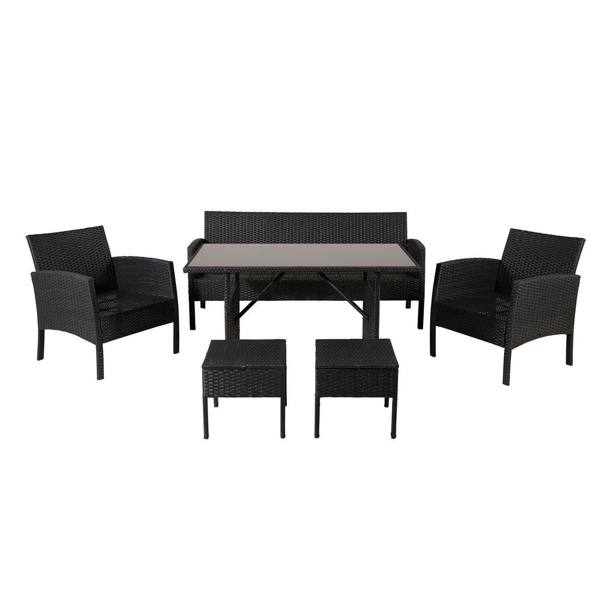 LOUNGESET - Schwarz - Polyethylen - 158 x 75 x 69 cm - Schwarz, Kunststoff - home24