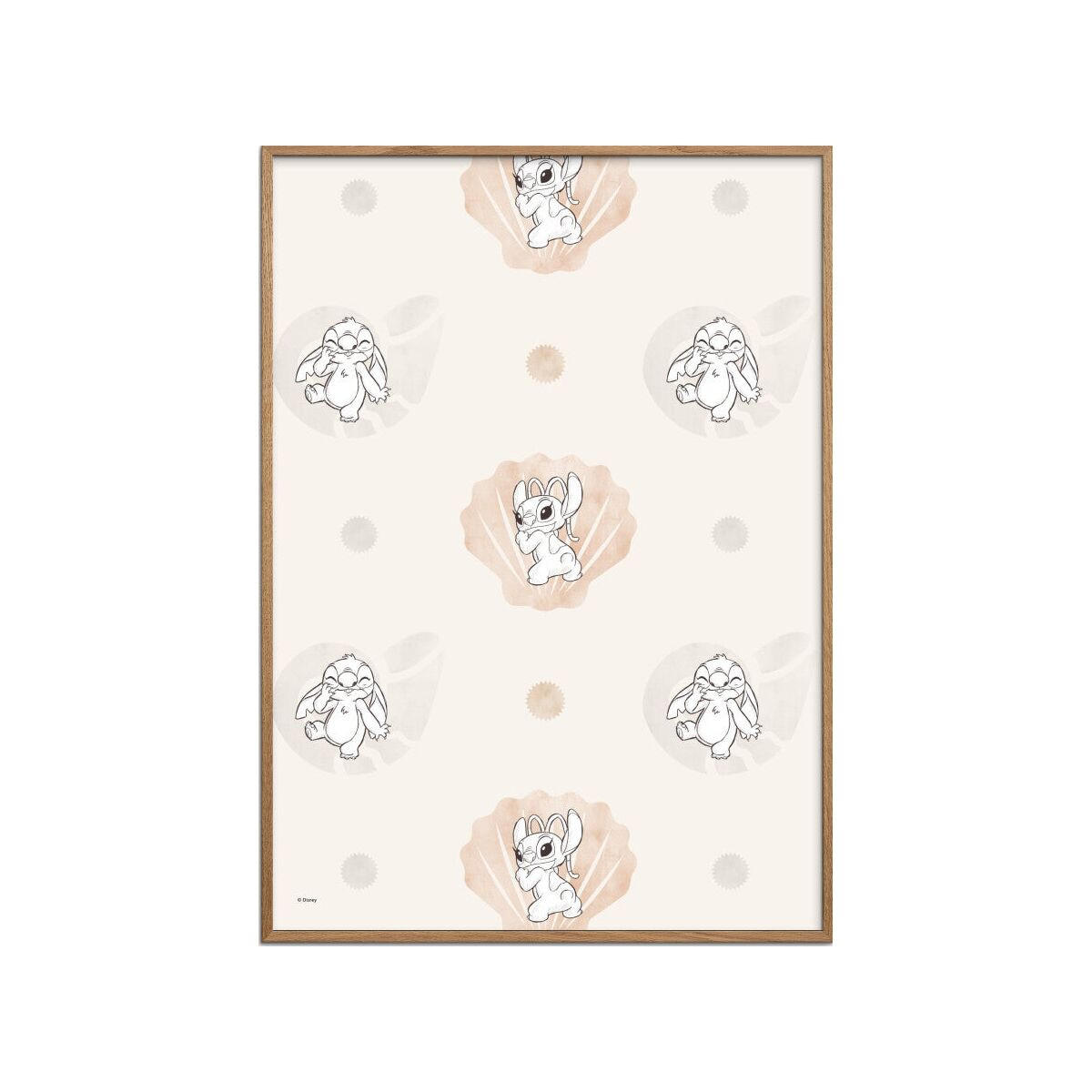 POSTER mit Rahmen Disney - Disney - Stitch Bubble Pattern - Eichefarben/Multicolor, Holz/Papier (30/40cm) - Poster&Frame