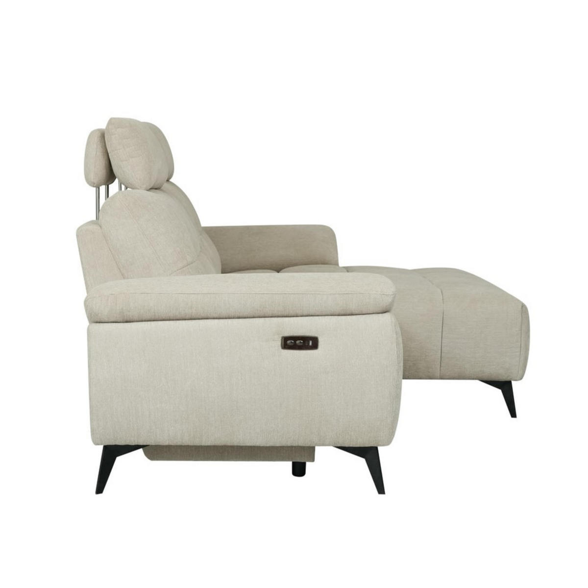 ECKSOFA Webstoff Creme Beige - Beige/Schwarz, Textil/Metall (268/156cm) - Furnhouse