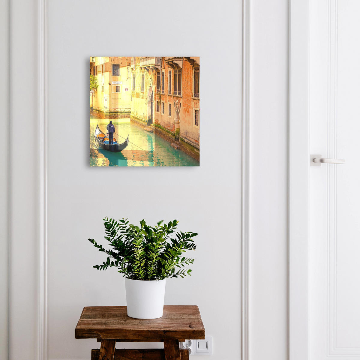 SCHLÜSSELBOX Schwarz 30x30 cm- Türöffnung nach rechts - Kanäle von Venedig - Orange, Metall (30/30/5cm) - TULUP