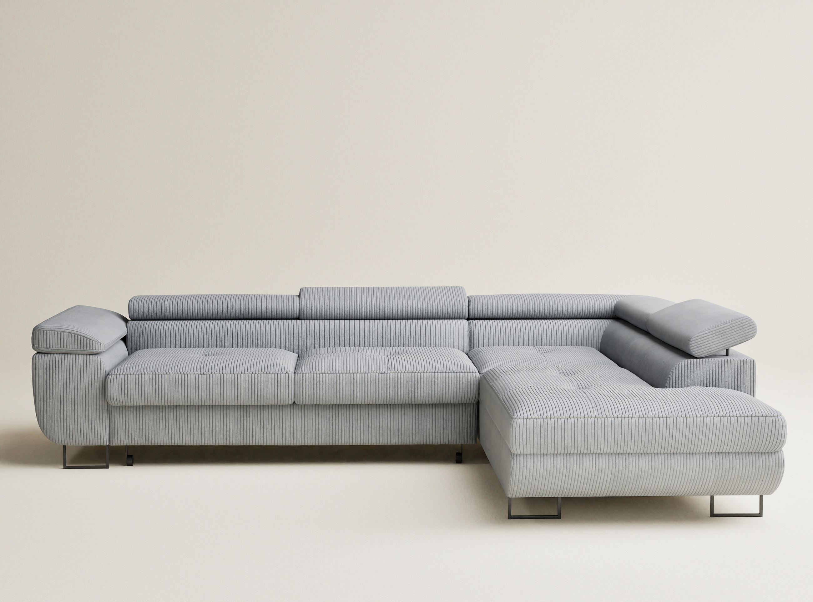 ECKSOFA MIT SCHLAFFUNKTION Concord Hellgrau Samtstoff - Hellgrau/Schwarz, Holz/Holzwerkstoff (277/203cm) - Maison de Reve