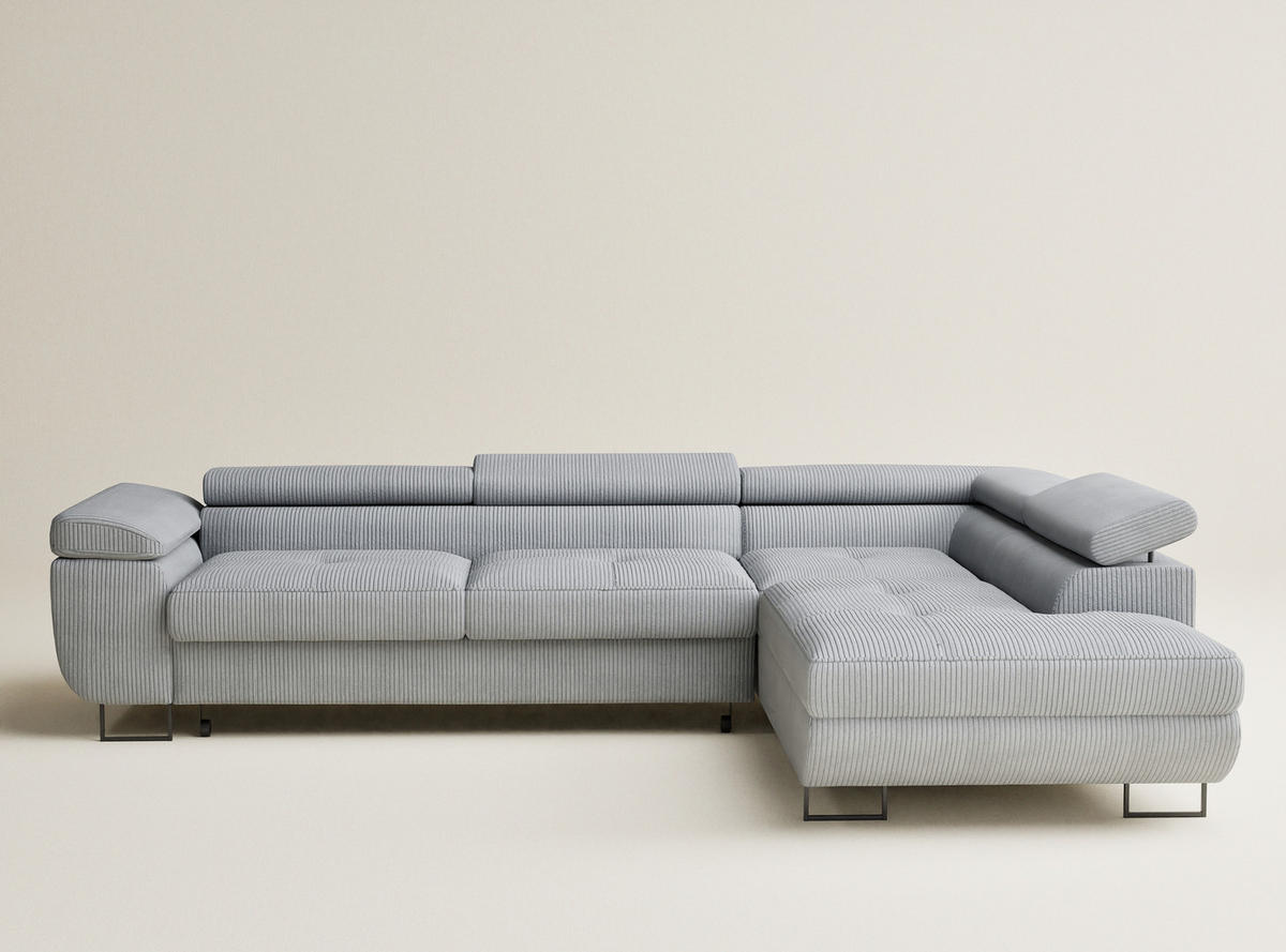 ECKSOFA MIT SCHLAFFUNKTION Concord Hellgrau Samtstoff - Hellgrau/Schwarz, Holz/Holzwerkstoff (277/203cm) - Maison de Reve