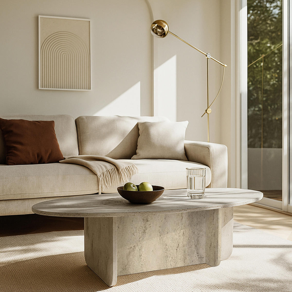 COUCHTISCH Luminous Beige Grau Granitoptik 120x60 cm - Beige/Grau, Holzwerkstoff (60/120/40cm) - moebel17