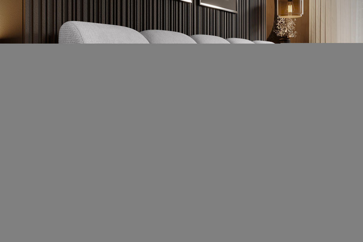 POLSTERBETT GIULIA, komfortabel, mit Bettkasten, verstellbarem Kopfteil und LED, 140x200x96 cm, Farbe Hellgrau - Hellgrau/Schwarz, Holzwerkstoff/Kunststoff (140/200cm) - DomoHome