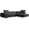 ECKSOFA Stevil Dunkelgrau Velours - Dunkelgrau/Silberfarben, Textil/Metall (275/203cm) - Selsey