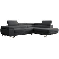 ECKSOFA Stevil Dunkelgrau Velours - Dunkelgrau/Silberfarben, Textil/Metall (275/203cm) - Selsey