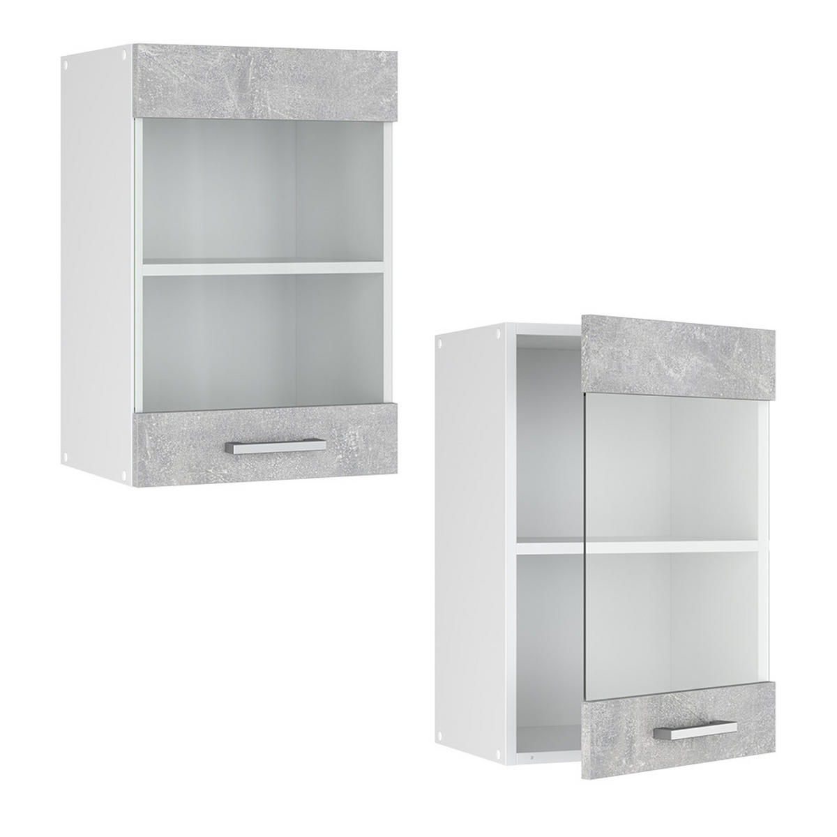 KÜCHENGLASSCHRANK R-Line Beton 40 cm - Schieferfarben/Hellgrau, Holzwerkstoff (40/60/31cm) - Vicco