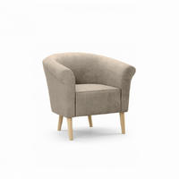 SESSEL Pero dunkelbeige, Buchenholz Beine, Lehnstuhl mit weicher Rückenlehne - Beige/Buchefarben, Holzwerkstoff (73/70/57cm) - Bettso