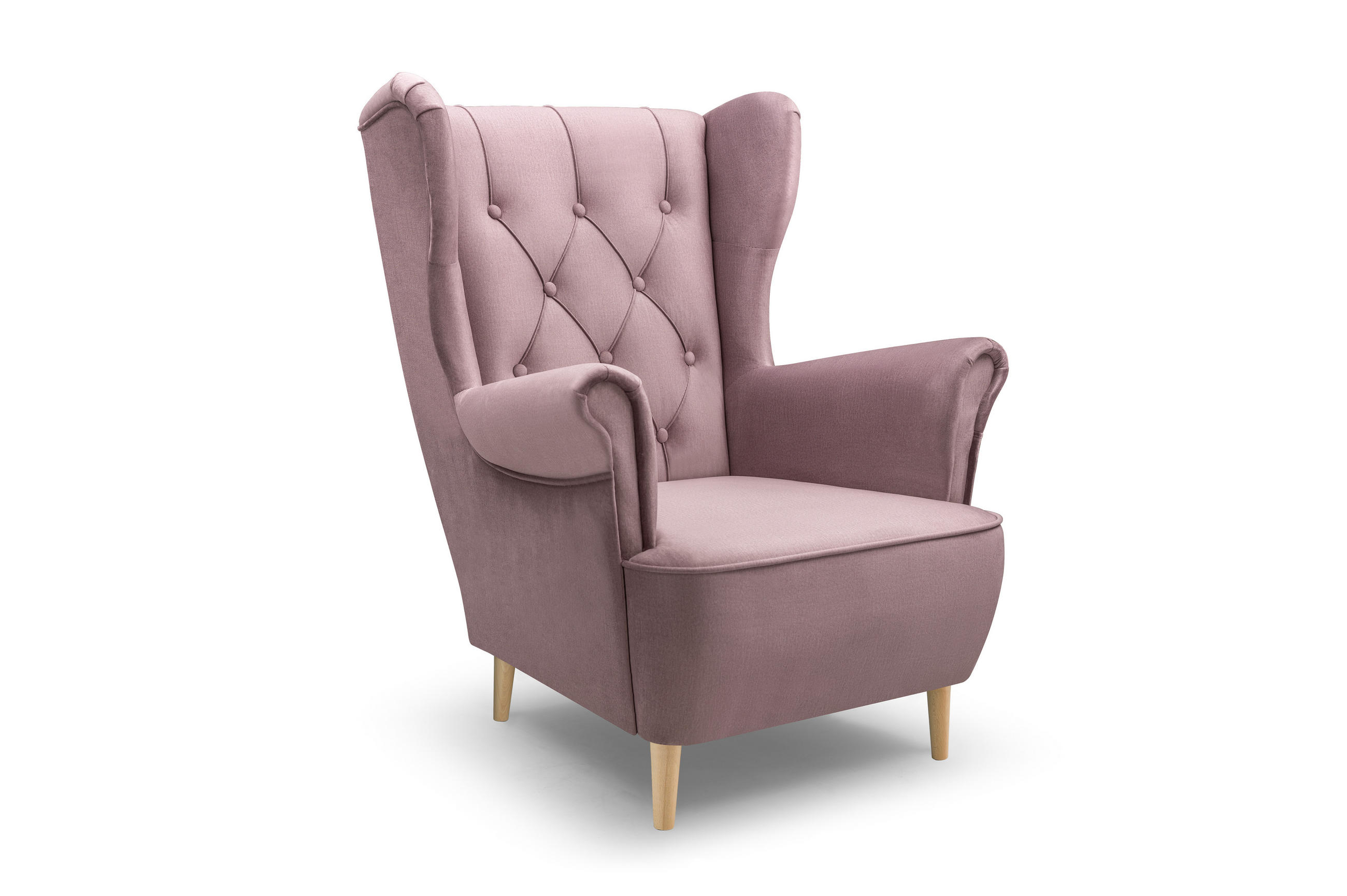 SESSEL TIBER, Polstersessel Glamour Loungesessel, Velours-Stoff Rosa - Rosa, Holz/Holzwerkstoff (75/104/85cm) - MASSENO