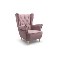 SESSEL TIBER, Polstersessel Glamour Loungesessel, Velours-Stoff Rosa - Rosa, Holz/Holzwerkstoff (75/104/85cm) - MASSENO