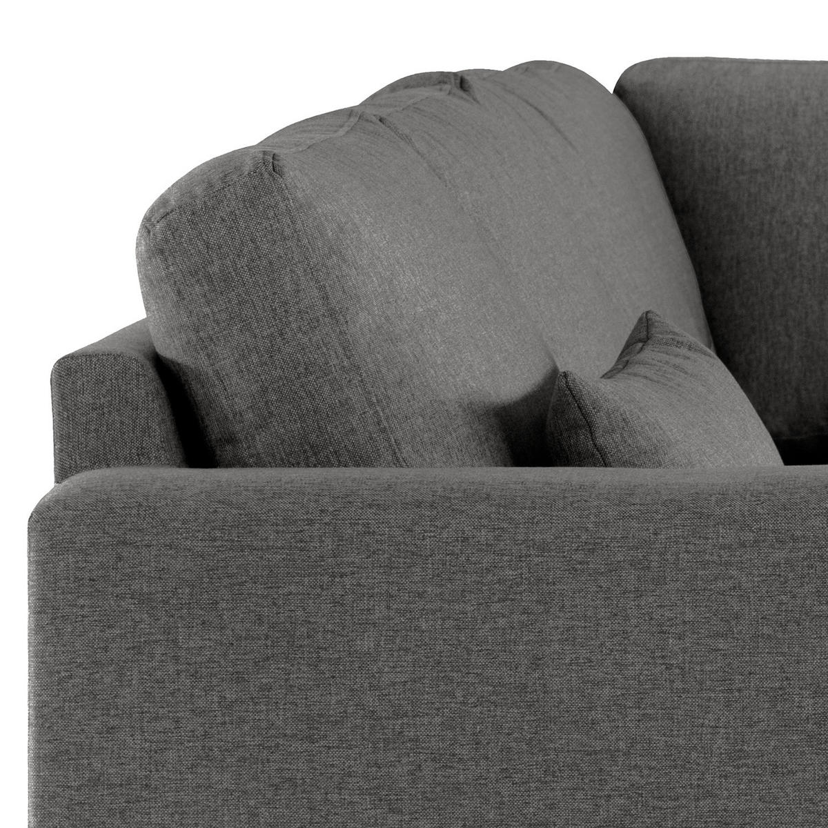ECKSOFA mit Ottomane - Eichefarben/Dunkelgrau, Eichenholz/Textil (287/219cm) - home24