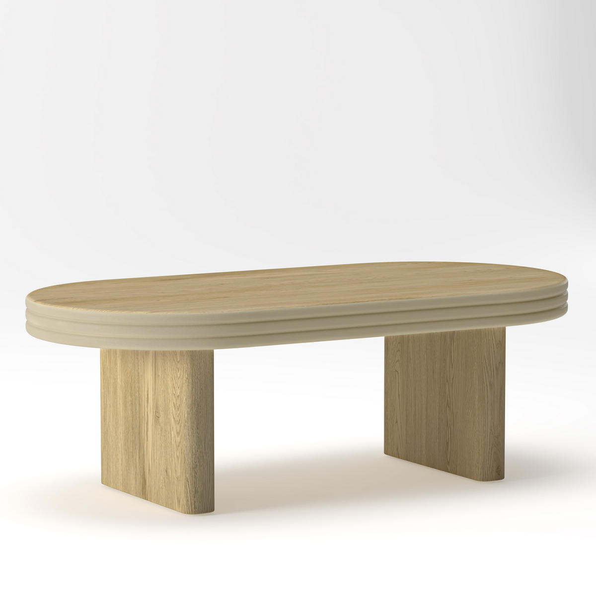 COUCHTISCH 120/60/41,5 cm Natur aus MDF mit eleganter ovaler Tischplatte - Naturfarben, Holzwerkstoff (120/60/41.5cm) - OKWISH