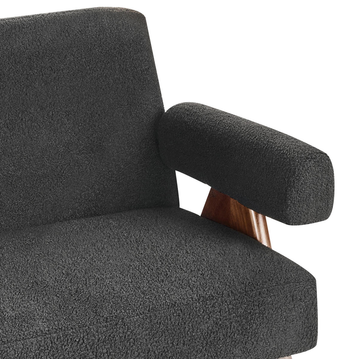 2-SITZER-SOFA Bouclé Schwarz/Dunkelbraun Tamre - Schwarz, Textil (148/79/78cm) - Beliani