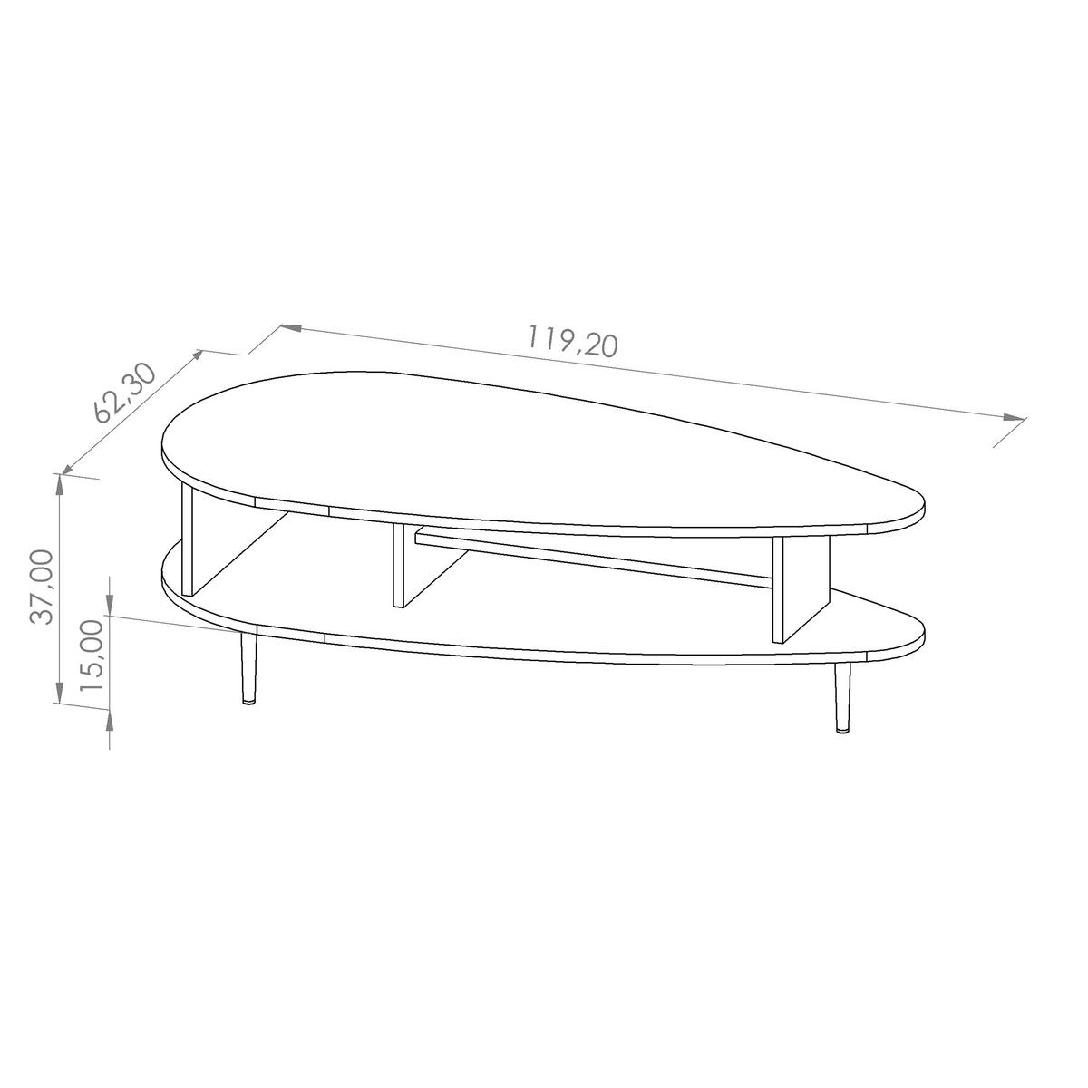 COUCHTISCH Vasilia 120x60 cm, Brandy Castello - Eichefarben, Holzwerkstoff (60/120/37cm) - Beautysofa