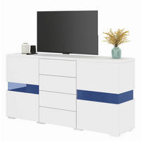 SIDEBOARD 140/35/72 cm aus MDF mit LED-Beleuchtung und 4 Schubladen Weiß - Weiß, Holzwerkstoff (145/72/35cm) - Modenvie