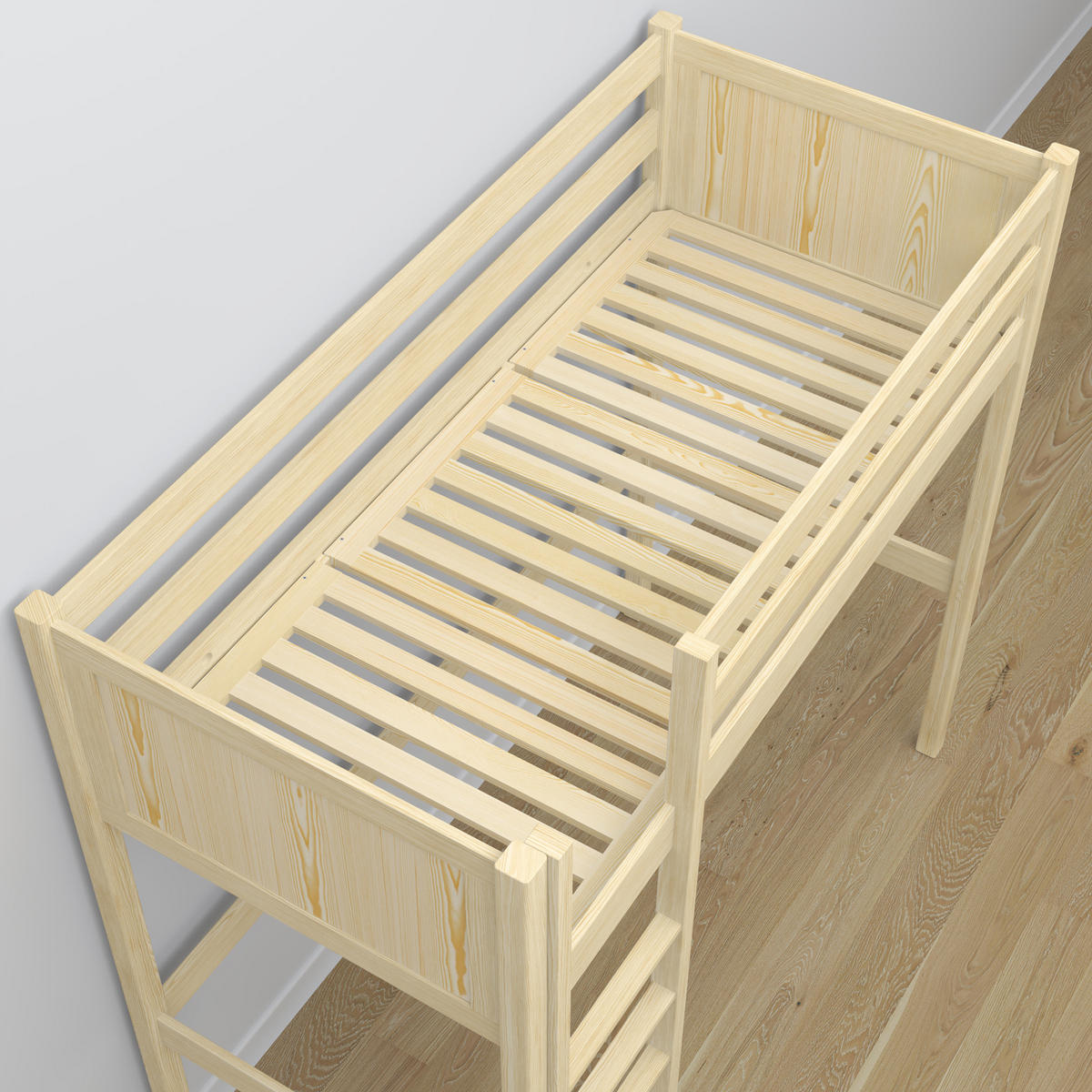 HOCHBETT N06 mit Schreibtisch Klare Kiefer 80/190 - Braun, Naturmaterialien/Holz (80/190cm) - N-Wood