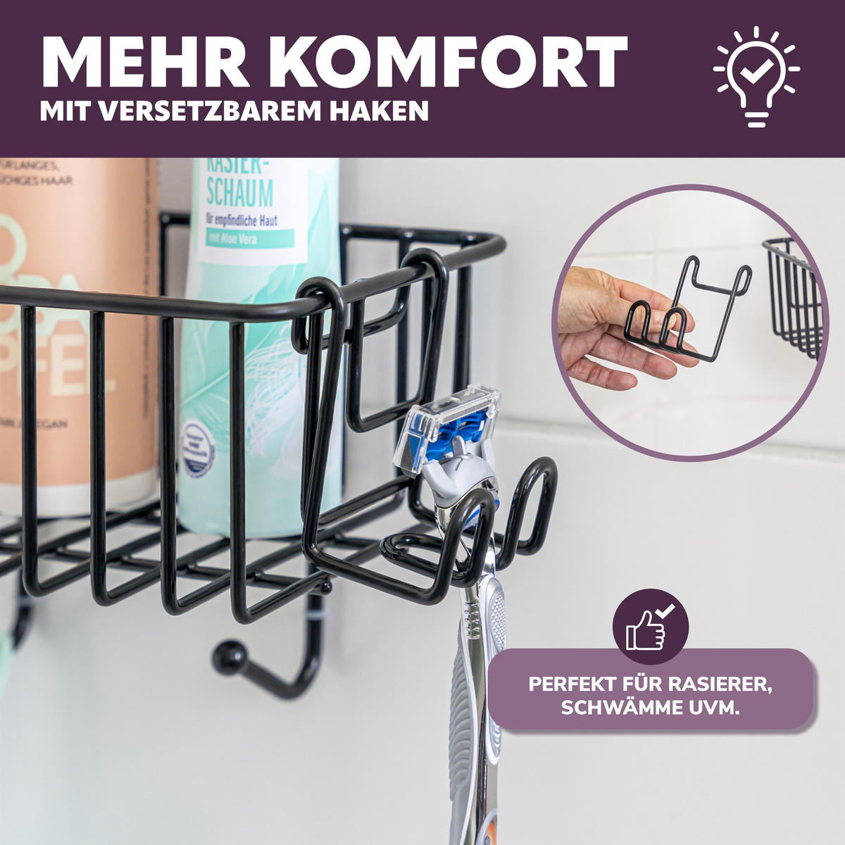 DUSCHREGAL, schwarz - Schwarz, Metall (24.5/40/13.5cm) - eluno