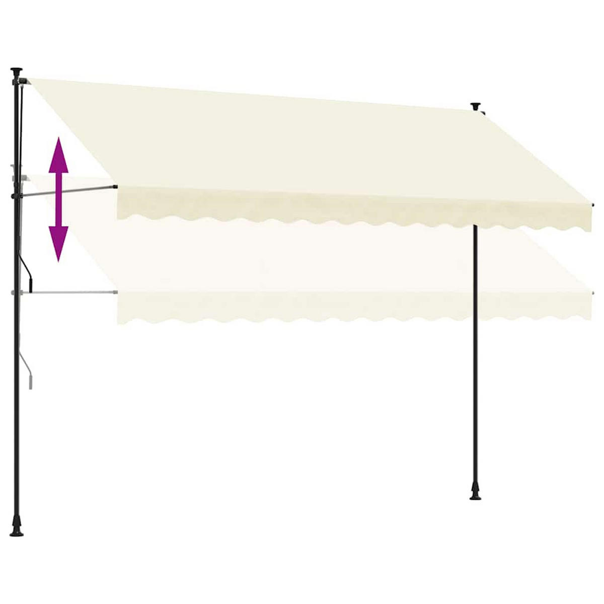MARKISE Einziehbar Creme 350/150 Cm Stoff Und Stahl - Creme, Textil (150/300/350cm) - vidaXL