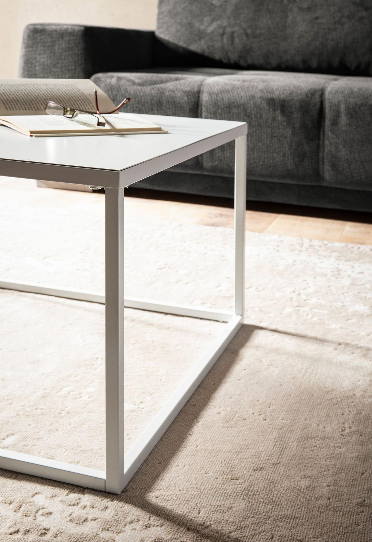 COUCHTISCH Weiß Metall Industrial 60x60x40 cm, Quadratisch - Weiß, Metall (60/60/40cm) - KADIMA DESIGN