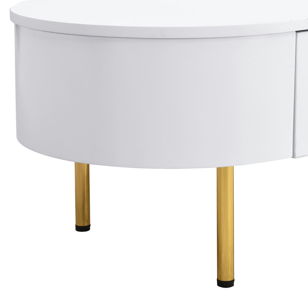 COUCHTISCH 108/50/40 cm weiß aus MDF mit zwei Schubladen und goldenen Details - Weiß, Holzwerkstoff (108/50/40cm) - OKMYHOME