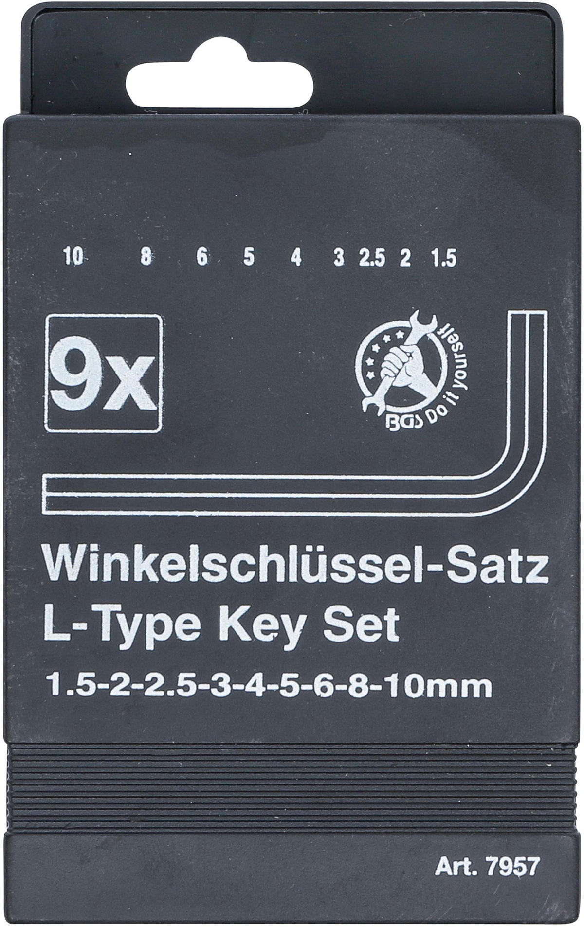 WINKELSCHLÜSSEL-SATZ | INNENSECHSKANT 1,5 - 10 MM | 9-TLG. - Multicolor, Kunststoff/Metall (1/1cm) - BGS technic