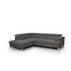 ECKSOFA mit Schlaffunktion und Bettkasten, verstellbare Kopfstützen - Chromfarben/Anthrazit, Textil/Metall (256/208cm) - Cotta