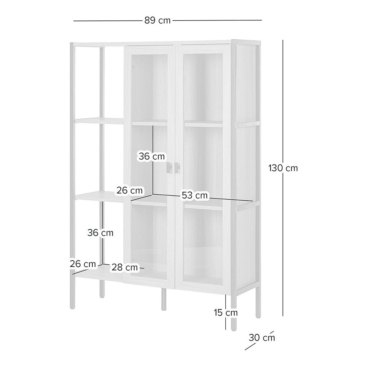 HIGHBOARD - Eichefarben/Schwarz, Holzwerkstoff/Metall (89/130/30cm) - home24