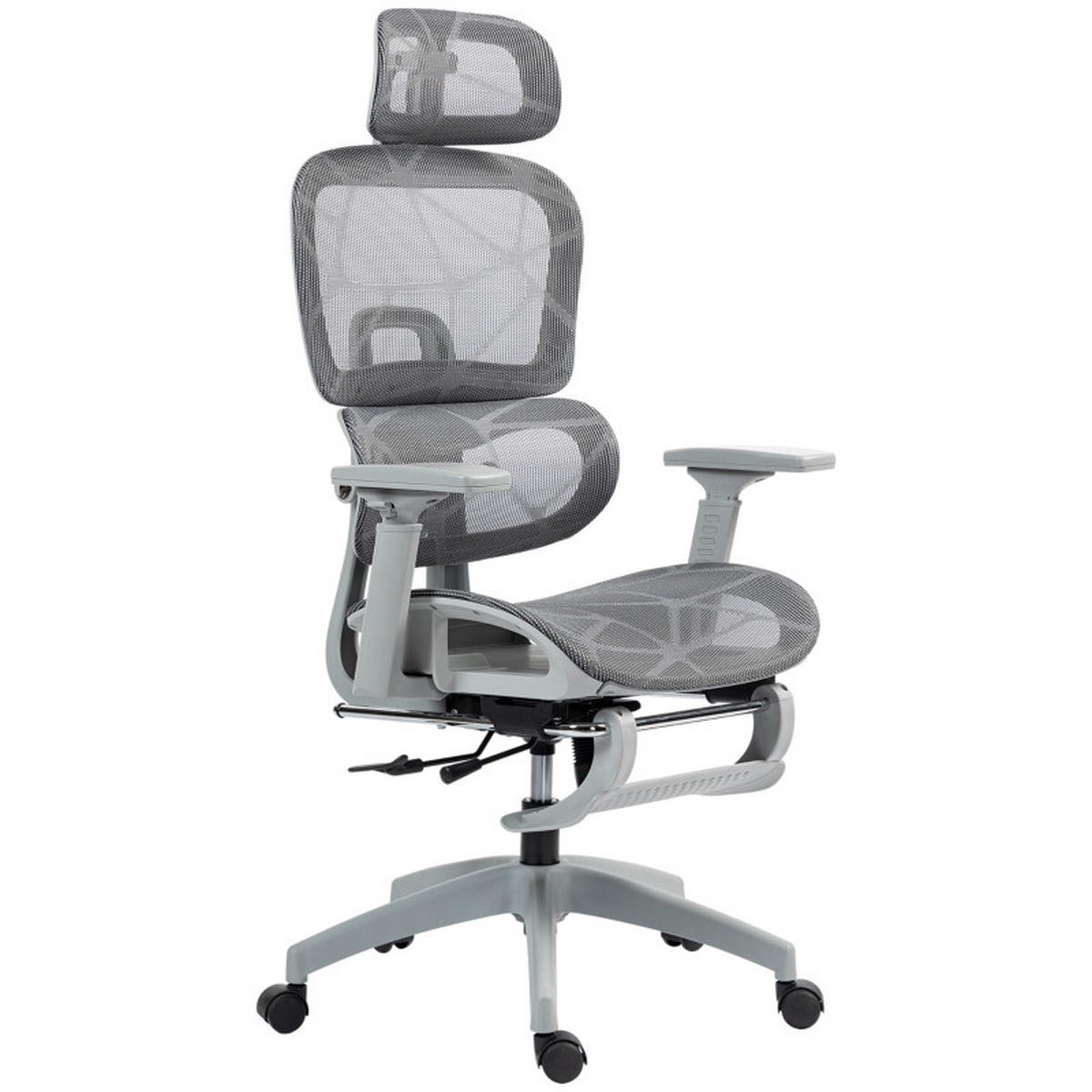 DREHSTUHL 66/64/114-122 cm, ergonomisch verstellbar, neigbar bis 135°, Grau - Grau, Kunststoff (64/122/66cm) - Redom