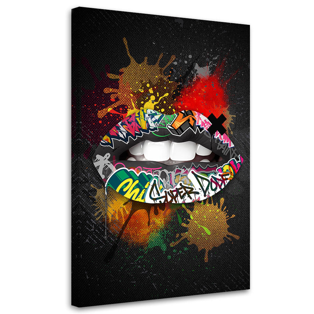 LEINWANDBILD Mund Pop Art 40x60cm - Multicolor, Textil (40/60cm) - Feeby