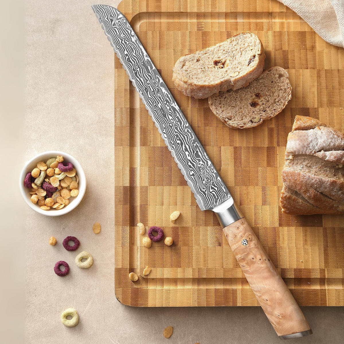 BROTMESSER 23 cm - Birkefarben, Holz/Metall (37cm) - Zayiko