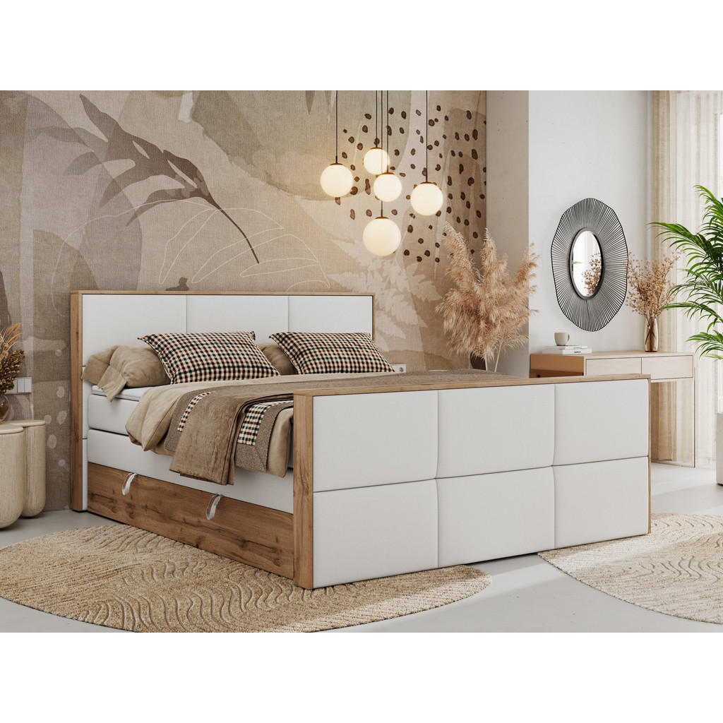 Thumbnail - MKS Boxspringbett, Weiß, Textil, 2-Sitzer, H3, Rechteckig, 200x200 cm, Oeko-Tex®, Schlafzimmer, Betten, Boxspringbetten