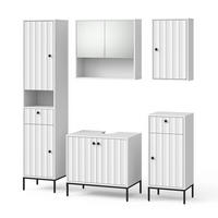 BADMÖBEL-SET Eliza Weiß Riffel 5 Teile - Weiß, Holzwerkstoff (70/65/45cm) - Vicco