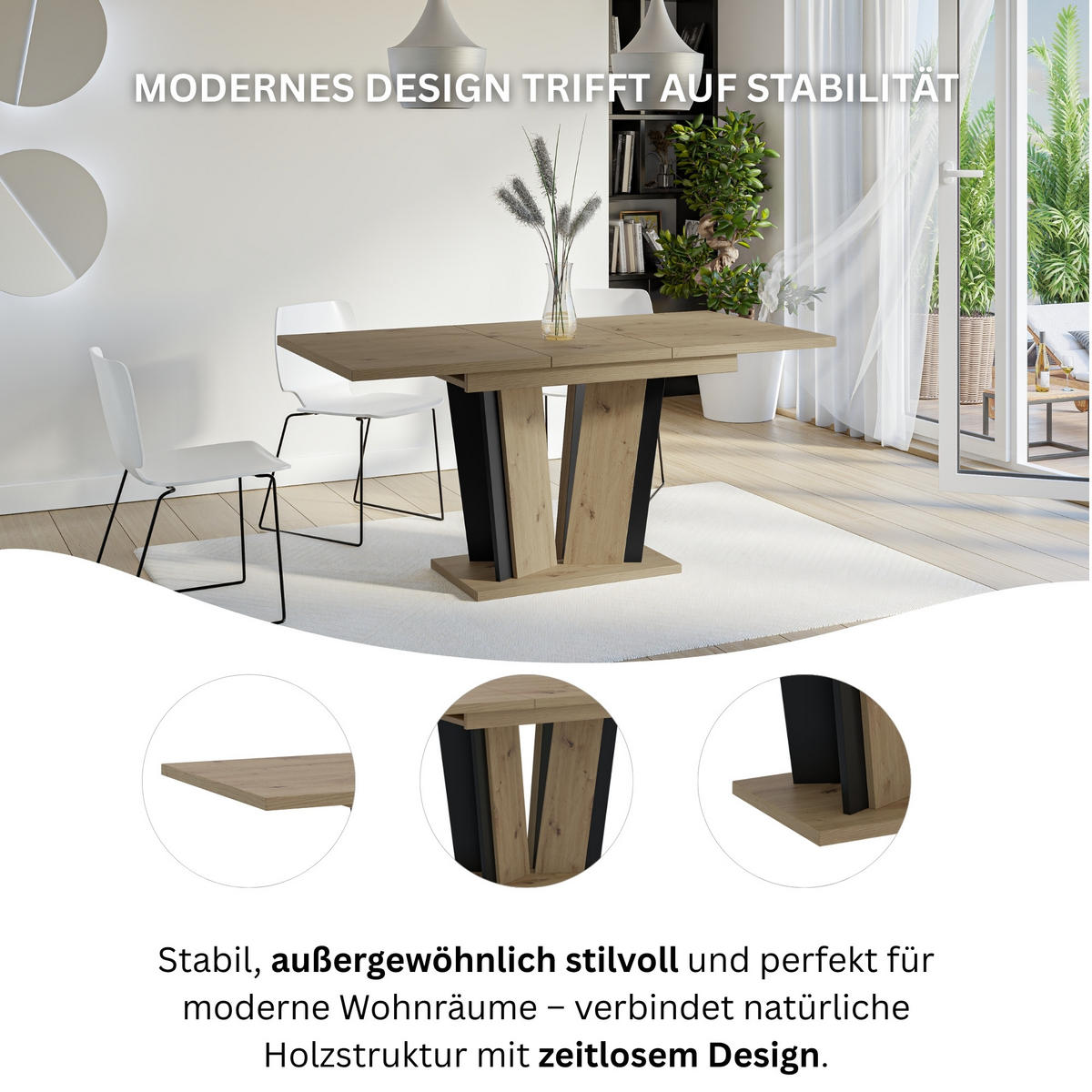 ESSTISCH Ausziehbar 120-160 cm Artisan - Eiche Artisan, Holzwerkstoff (160/80/75cm) - Home Collective