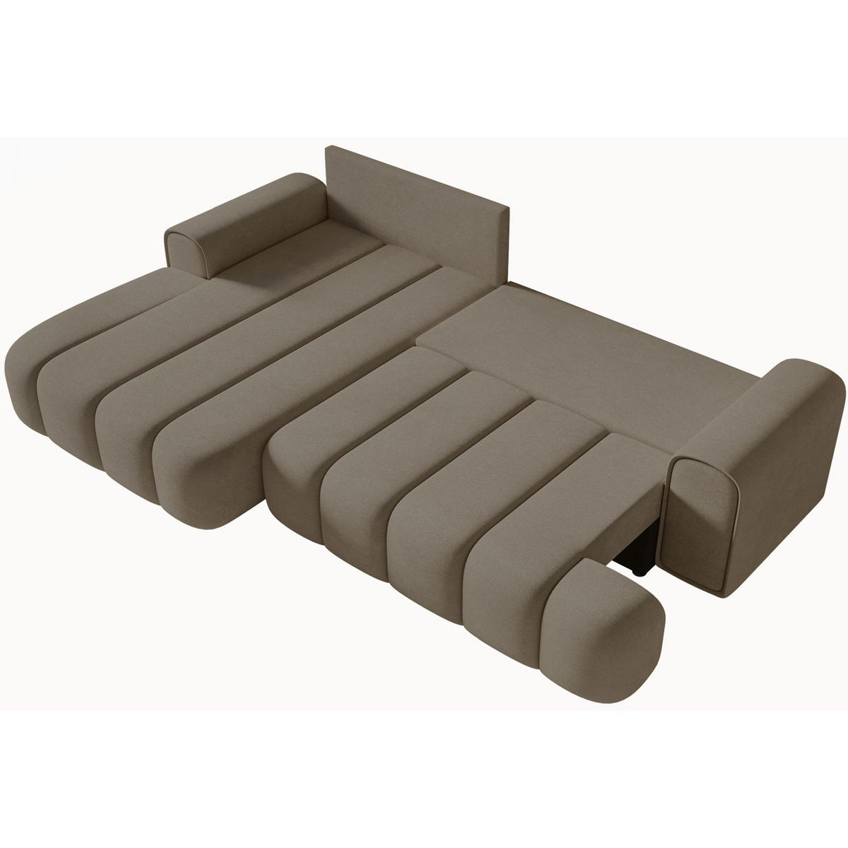 ECKSOFA Dandelino Dunkelbeige mit Samtbezug, links - Beige/Schwarz, Kunststoff/Textil (275/168cm) - Selsey