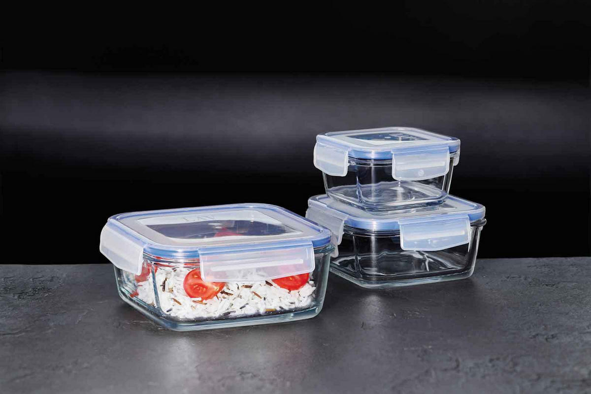 FRISCHHALTEDOSEN Mono transparent 3er Set - Transparent, Glas (1/1/1cm) - Ritzenhoff Breker