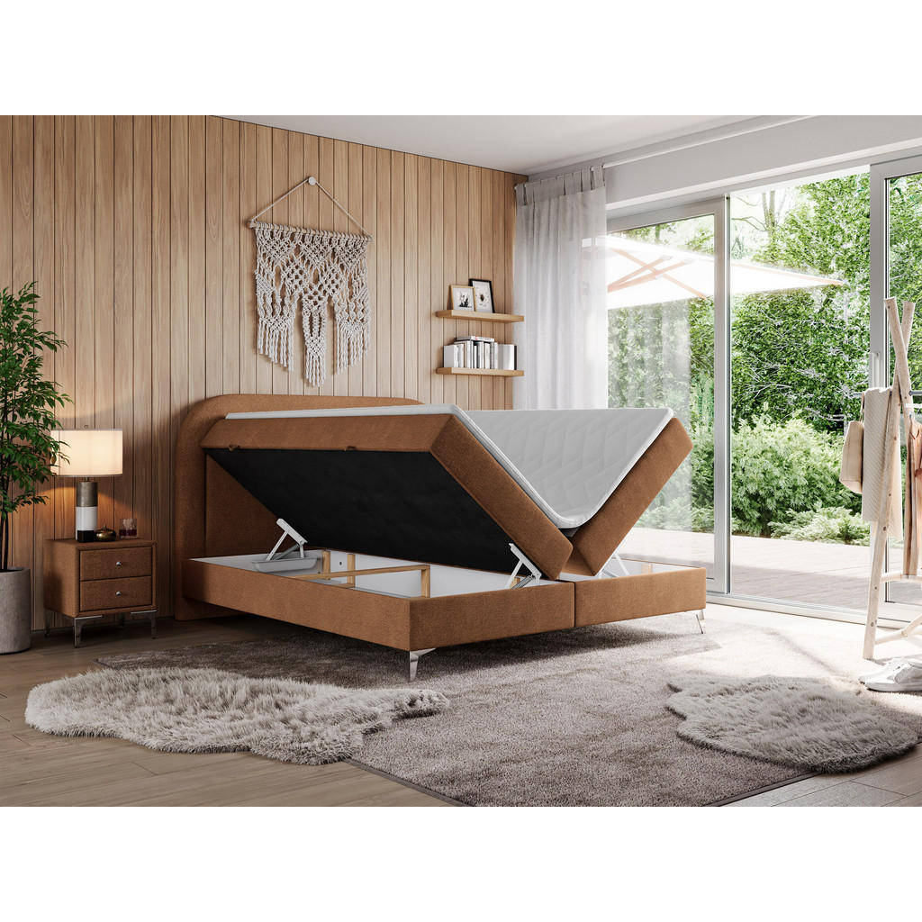 Thumbnail - MKS Boxbett, Orange, Textil, 2-Sitzer, H4, Rechteckig, 120x200 cm, Schlafzimmer, Betten, Boxspringbetten