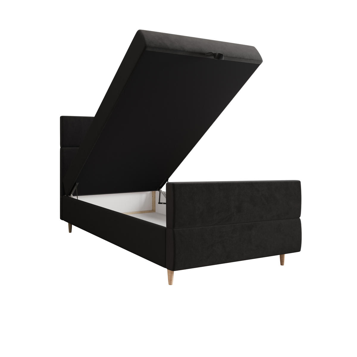 BOXBETT FLO PLUS 100x200 Itaka 27, mit Matratze H3, Bonell und Topper, Grau - Dunkelgrau, Holz/Textil (100/200cm) - Bedante