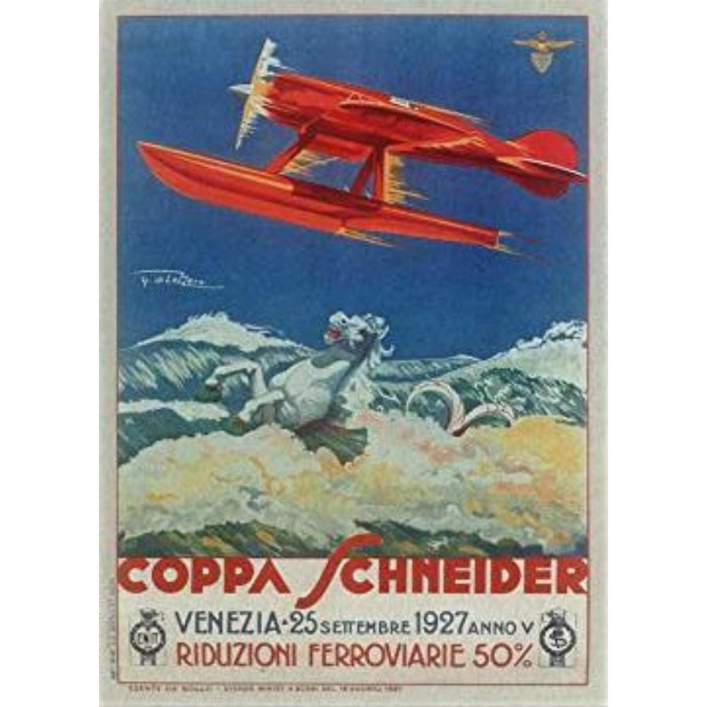 POSTER Venezia Flugzeuge 1927 A4 Schwarzer Rahmen - Schwarz, Papier (29.7/5/21cm) - Nacnic