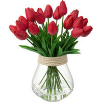 KÜNSTLICHE Tulpen 20 Stück Set Rot Latex Real-Touch 34 cm - Rot, Kunststoff (34cm)