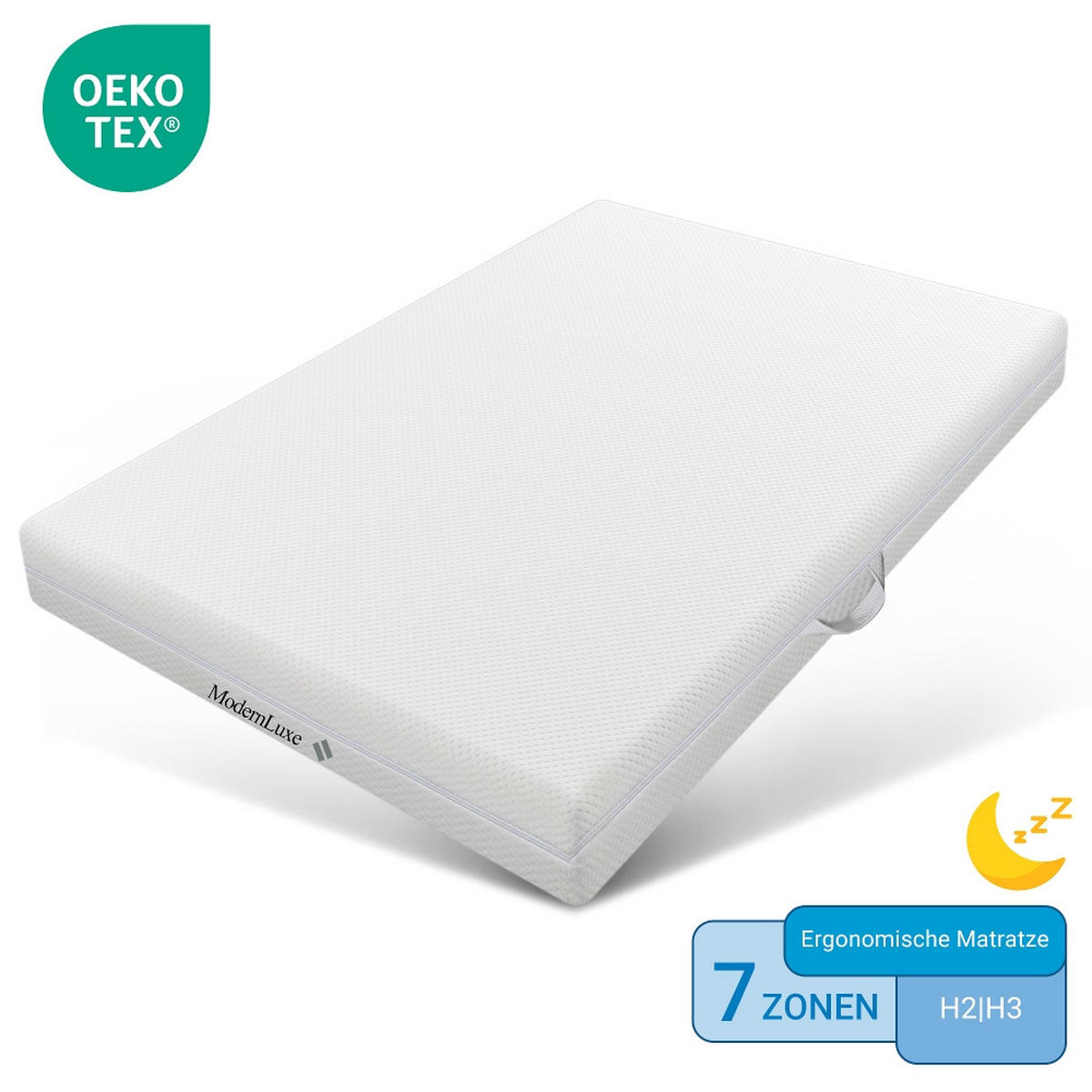 KALTSCHAUMMATRATZE 7 ZONEN ERGONOMISCH Wendematratze H2 H3 140/200/20 cm - Weiß, Metall (140/200cm) - Rolipo