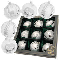 CHRISTBAUMKUGELN Set Eislack Winterdorf Silberfarbig 8cm (Glas / 9 Stk.) - Silberfarben, Glas (8/8/8cm) - Krebs Glas Lauscha
