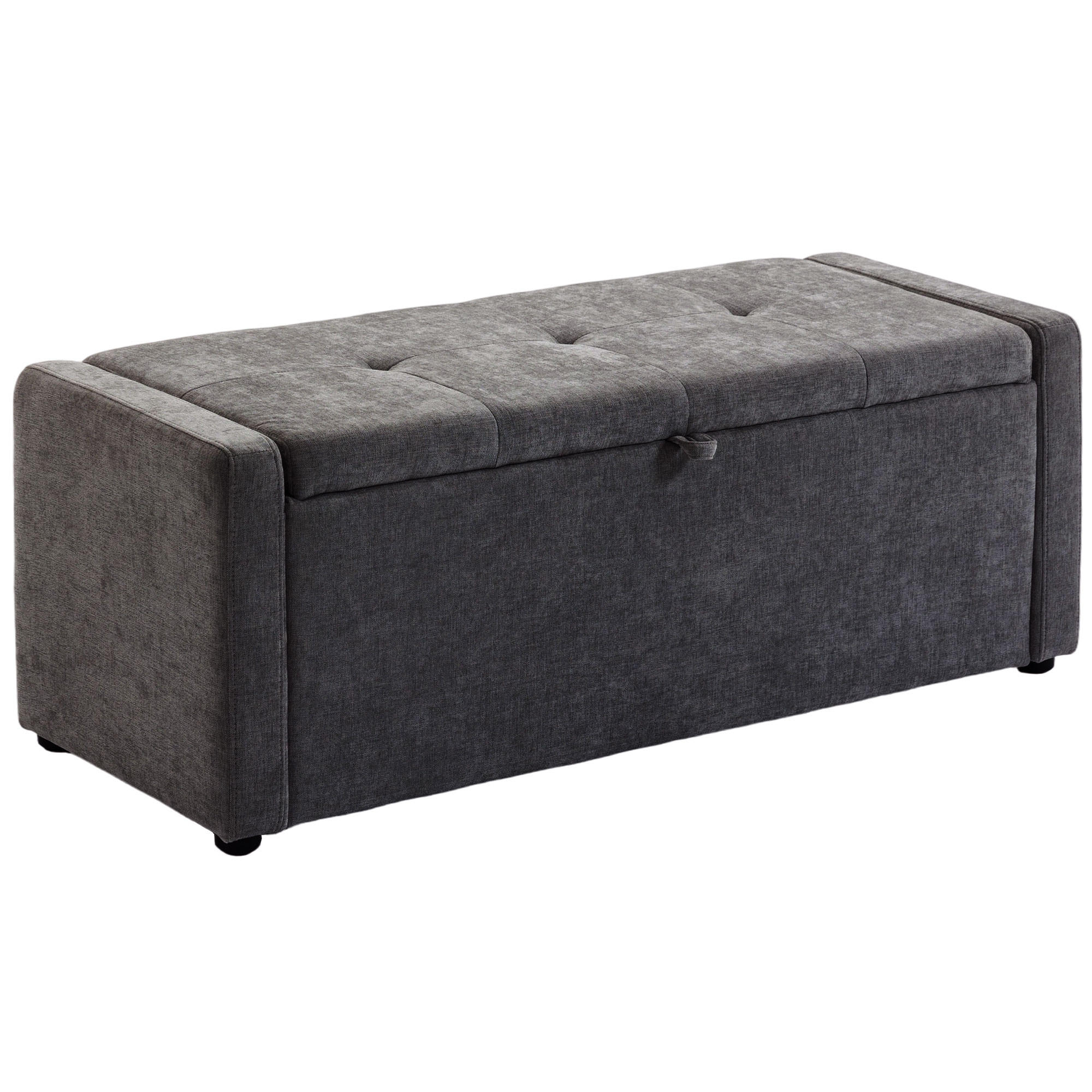 TRUHENBANK DE-16454 breit gepolstert mit Stauraum Dunkelgrau - Dunkelgrau, Textil (122/44/48cm) - ComfortXL