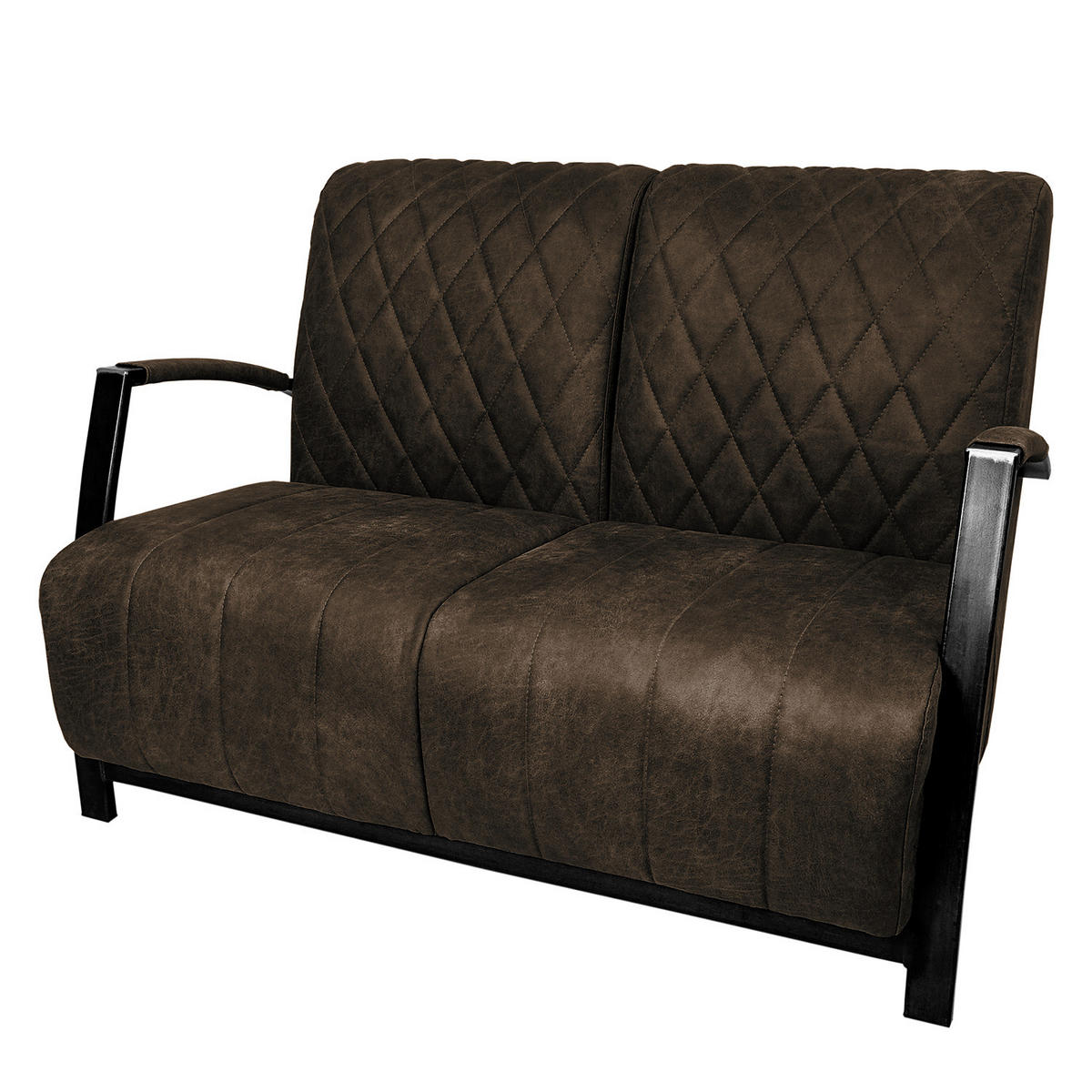 POLSTERGARNITUR (3-2-1) - Antiklederlook - Graubraun, Textil (1/1/1cm) - home24