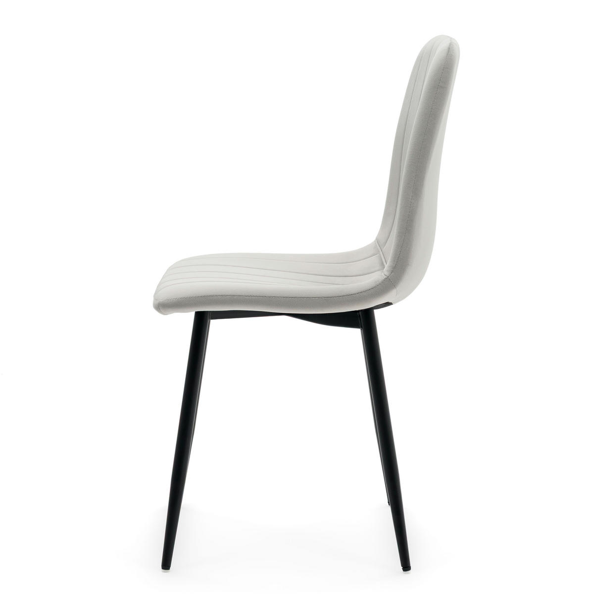 STUHL GELA gepolstert mit Steppung - hellgrau - Samt Velours - Hellgrau/Schwarz, Textil/Metall (45/89/53cm) - NEW HOME