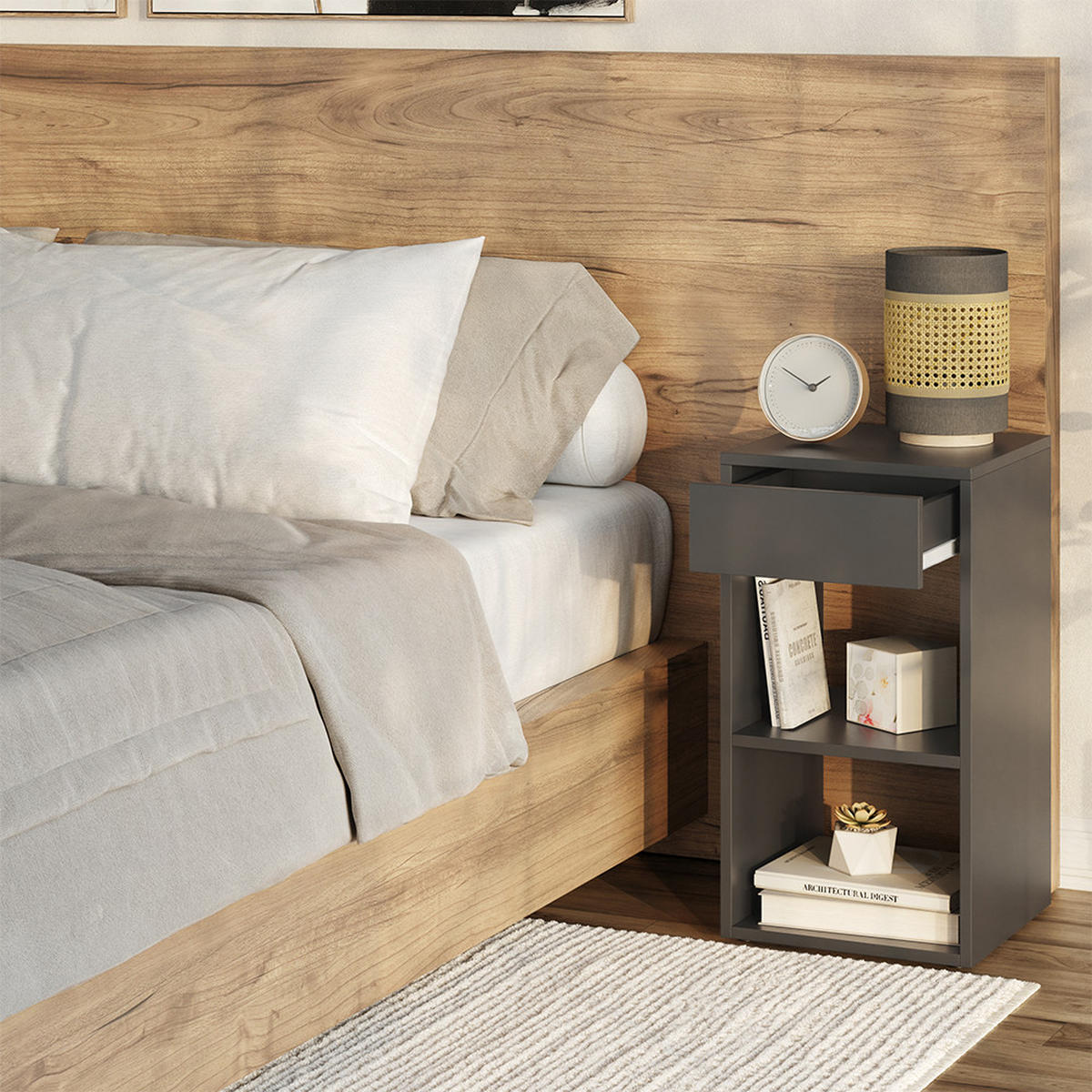 NACHTTISCH Dany Anthrazit 2er Set - Anthrazit, Holzwerkstoff (35/65/35cm) - Vicco