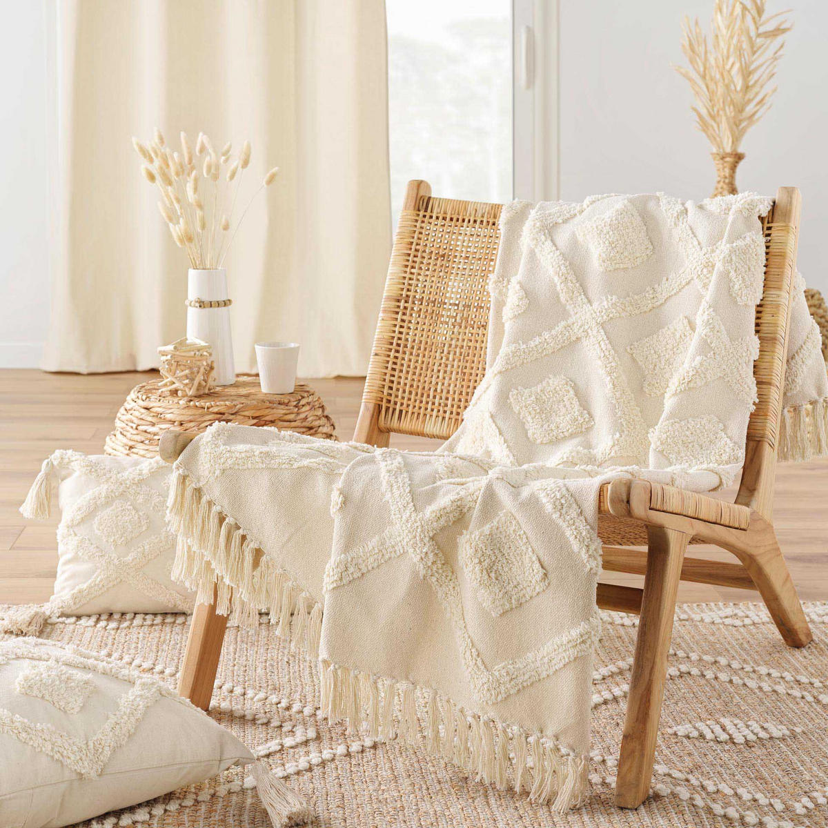 TAGESDECKE Inca 125/150 cm - Beige, Naturmaterialien (150/125cm) - Douceur d´intérieur