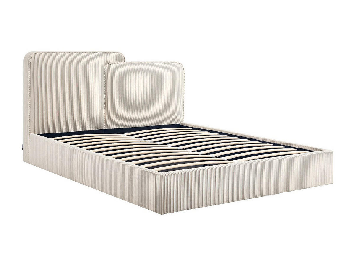 BETT mit Bettkasten - 2 Personen - stoff - beige Nayola - Beige, Textil (180/200cm) - Vente-Unique