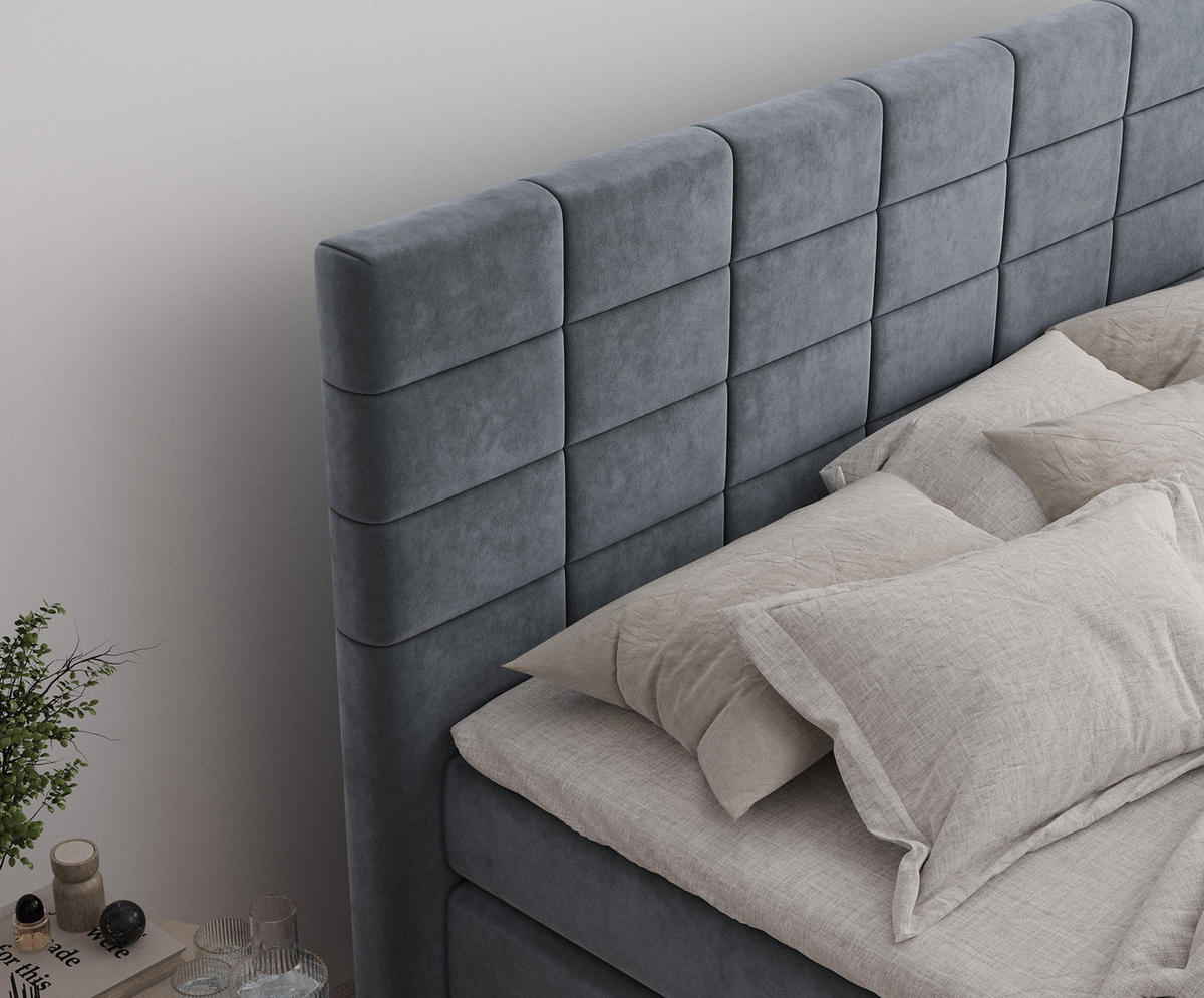 BOXSPRINGBETT Ava Grau 180/200 cm - Schwarz/Grau, Holz/Holzwerkstoff (180/200cm) - Maison de Reve