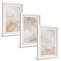 BILDER SET 3er Set - 20x30 cm Weißer Rahmen - Aquarell-Pastellblätter - Weiß, Kunststoff (20/30cm) - TULUP