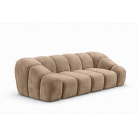 SOFA 3-Sitzer modular, Veloursstoff Bluvel, Latte, CROISSANT - Hellbraun, Holz (240/72/115cm) - Kaiser Möbel